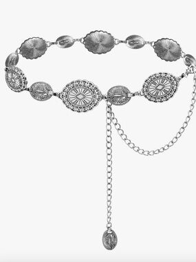 Silver Western Concho Chain Belt for Women